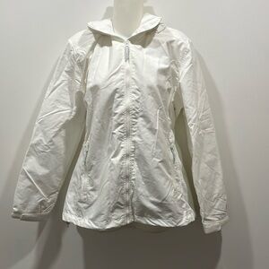 Lands End light weight white zip up jacket with hood